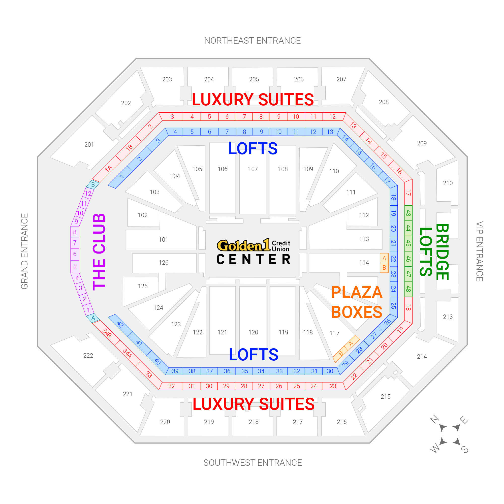 Golden 1 Center Suite Map and Seating Chart